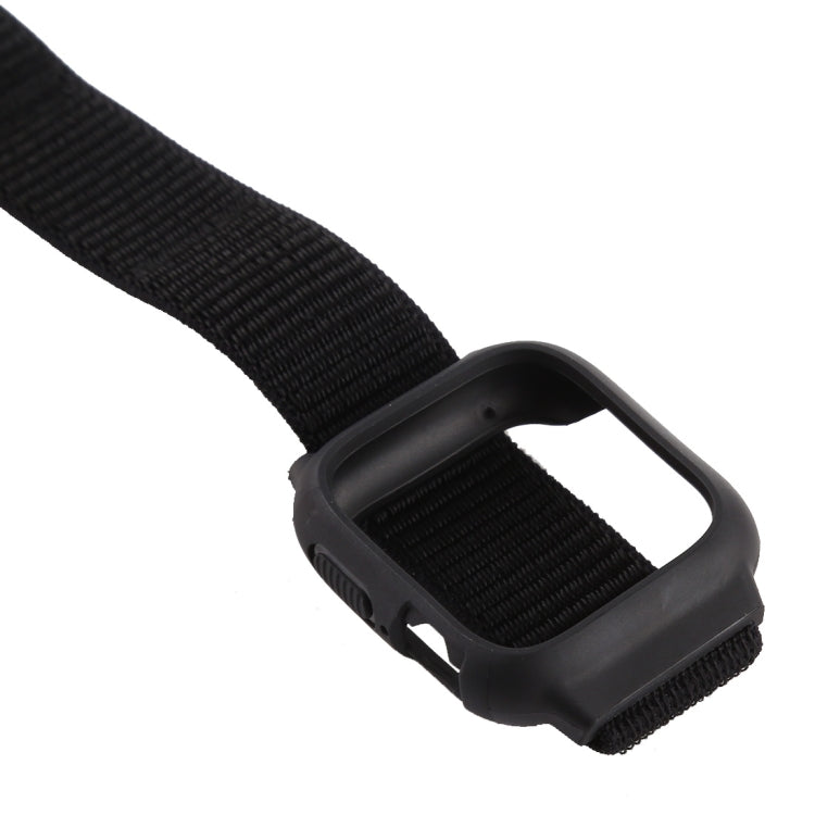 For Apple Watch Series 7 45mm / 6 & SE & 5 & 4 44mm / 3 & 2 & 1 42mm Nylon Watch Band with Hook and Loop Fastener (Black) - Watch Bands by buy2fix | Online Shopping UK | buy2fix