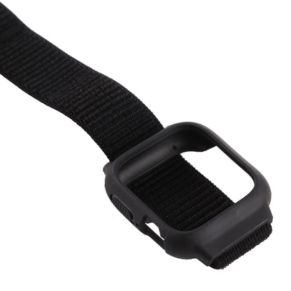 For Apple Watch Series 7 45mm / 6 & SE & 5 & 4 44mm / 3 & 2 & 1 42mm Nylon Watch Band with Hook and Loop Fastener (Black) - Watch Bands by buy2fix | Online Shopping UK | buy2fix