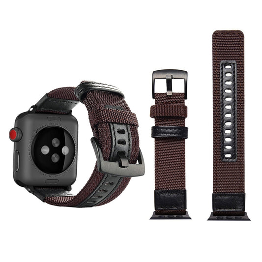 Jeep Style Nylon Wrist Watch Band with Stainless Steel Buckle for Apple Watch Series 3 & 2 & 1 42mm (Brown) by buy2fix