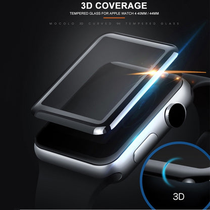 mocolo 0.33mm 9H 3D Round Edge Full Glue Tempered Glass Film for Apple Watch Series 5 & 4 40mm(Black) - Watch Cases by mocolo | Online Shopping UK | buy2fix