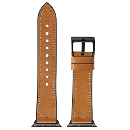 Solid Color TPU + Stainless Steel Watch Band for Apple Watch Series 7 45mm / 6 & SE & 5 & 4 44mm / 3 & 2 & 1 42mm(Brown) by buy2fix