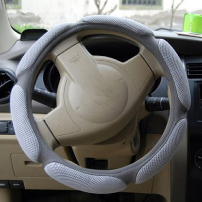 Sandwich Steering Wheel Cover (Colour: Grey and white glue, Adaptation Steering wheel diameter: 38cm) by buy2fix
