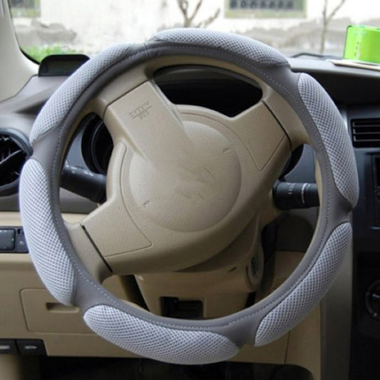 Sandwich Steering Wheel Cover (Colour: Grey and white glue, Adaptation Steering wheel diameter: 38cm) by buy2fix