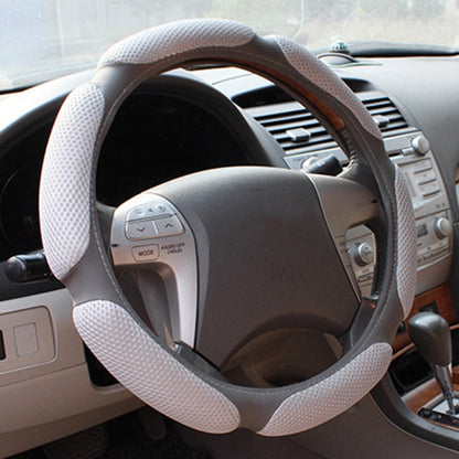 Sandwich Steering Wheel Cover (Colour: Grey and white glue, Adaptation Steering wheel diameter: 38cm) by buy2fix