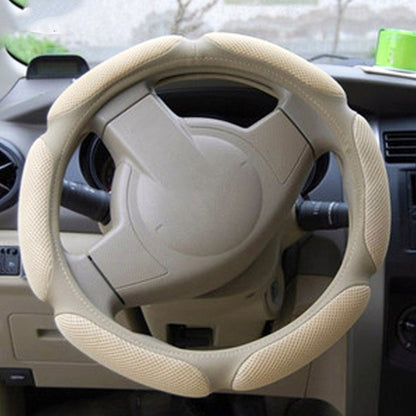 Sandwich Steering Wheel Cover (Colour: Beige and white glue, Adaptation Steering wheel diameter: 38cm) by buy2fix