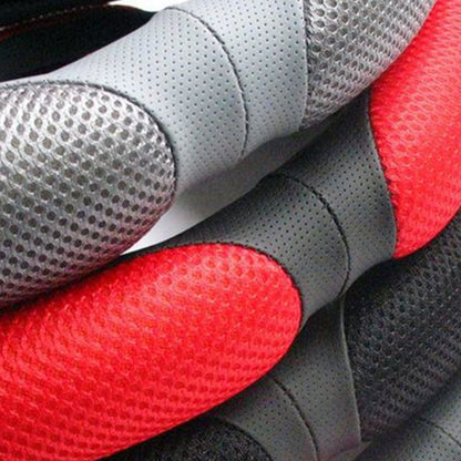Sandwich Steering Wheel Cover (Colour: Red and white glue, Adaptation Steering wheel diameter: 38cm) by buy2fix