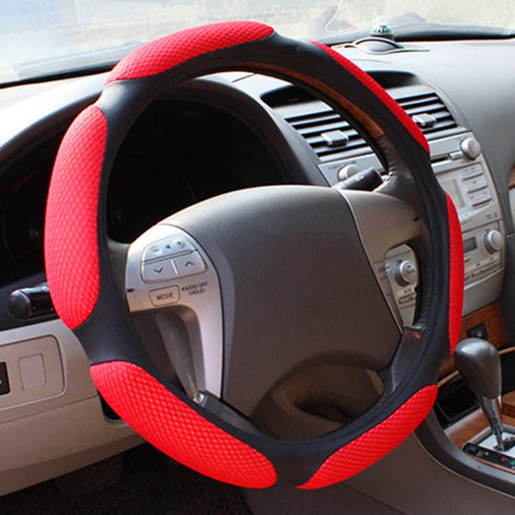 Sandwich Steering Wheel Cover (Colour: Red and white glue, Adaptation Steering wheel diameter: 38cm) by buy2fix
