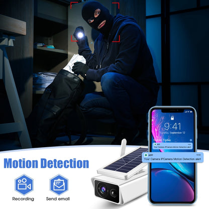 T13-2 1080P HD Solar Powered 2.4GHz WiFi Security Camera with Battery, Support Motion Detection, Night Vision, Two Way Audio, TF Card - Wireless Camera by buy2fix | Online Shopping UK | buy2fix