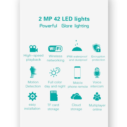 DP16 2.0 Megapixel 42 LEDs Garden Light Smart Camera, Support Motion Detection / Night Vision / Voice Intercom / TF Card, EU Plug - Light Bulb Camera by buy2fix | Online Shopping UK | buy2fix