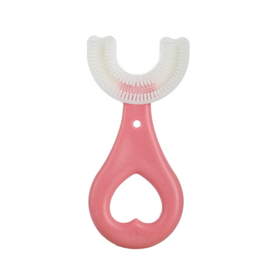 U-shaped Children Baby Hand-held Soft Toothbrush Brushing Artifact for 2-6 Years Old, Style: Heart Shape(Pink)