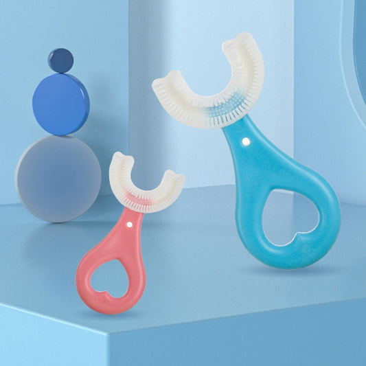 U-shaped Children Baby Hand-held Soft Toothbrush Brushing Artifact for 2-6 Years Old, Style: Heart Shape(Blue) - Toothbrushes by buy2fix | Online Shopping UK | buy2fix