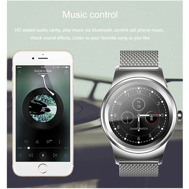 SMA-Round 1.28 inch Color Touch Screen Bluetooth Leather Strap Smart Watch, Waterproof, Support Voice Control / Heart Rate Monitor / Sleep Monitor / Bluetooth Camera, Compatible with Android and iOS System by buy2fix