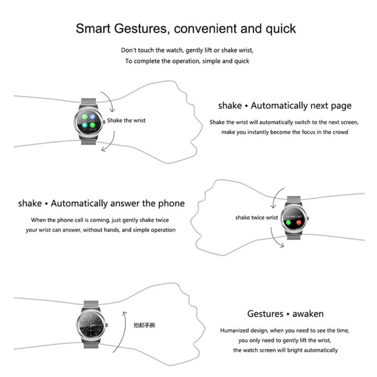 SMA-Round 1.28 inch Color Touch Screen Bluetooth Leather Strap Smart Watch, Waterproof, Support Voice Control / Heart Rate Monitor / Sleep Monitor / Bluetooth Camera, Compatible with Android and iOS System by buy2fix