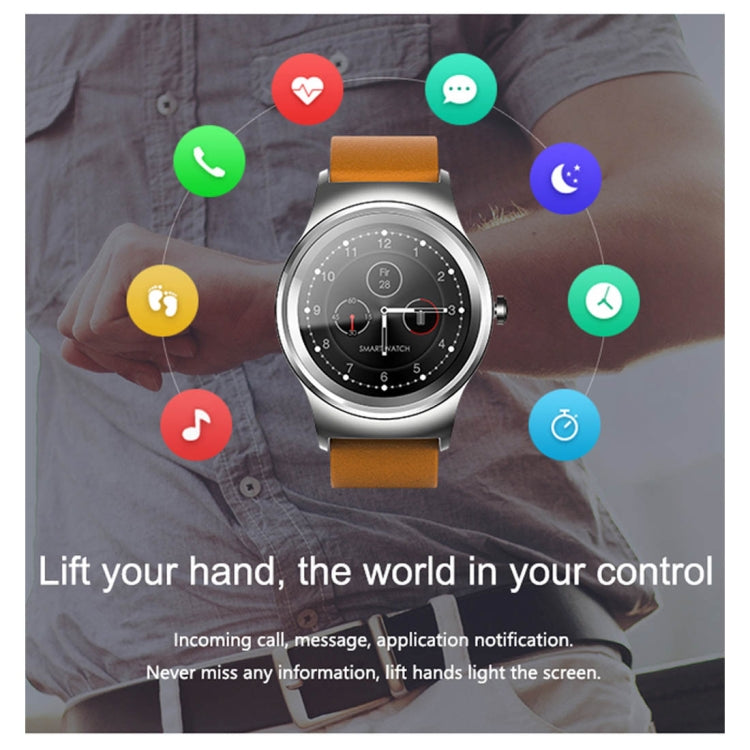 SMA-Round 1.28 inch Color Touch Screen Bluetooth Leather Strap Smart Watch, Waterproof, Support Voice Control / Heart Rate Monitor / Sleep Monitor / Bluetooth Camera, Compatible with Android and iOS System by buy2fix