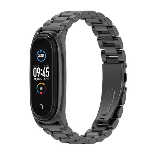 Mijobs Stainless Steel Metal Watch Band for Xiaomi Mi Band 3 & 4 & 5 & 6(Black) - Watch Bands by MIJOBS | Online Shopping UK | buy2fix