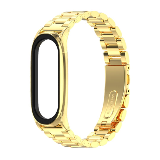 Mijobs Stainless Steel Metal Watch Band for Xiaomi Mi Band 5 & 6(Gold)