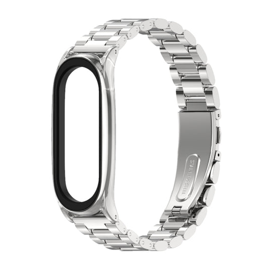 Mijobs Stainless Steel Metal Watch Band for Xiaomi Mi Band 5 & 6(Silver)