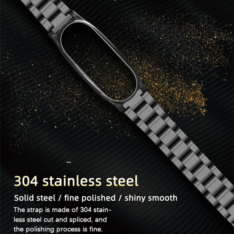 Mijobs Stainless Steel Metal Watch Band for Xiaomi Mi Band 3 & 4 & 5 & 6(Black) - Watch Bands by MIJOBS | Online Shopping UK | buy2fix