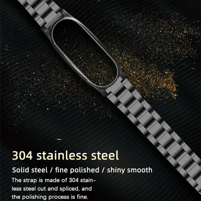 Mijobs Stainless Steel Metal Watch Band for Xiaomi Mi Band 3 & 4 & 5 & 6(Black) - Watch Bands by MIJOBS | Online Shopping UK | buy2fix
