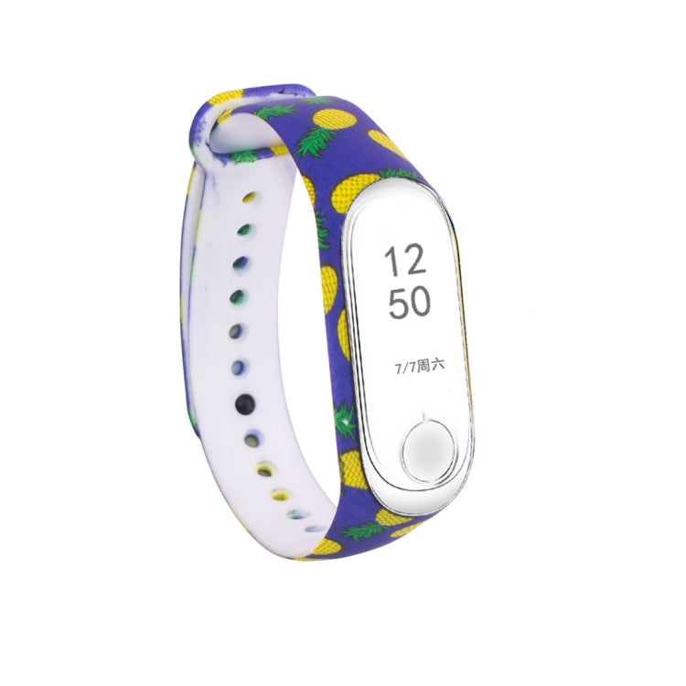 Silicone Painting Watch Band for Xiaomi Mi Band 3 & 4(Pineapple) - Watch Bands by buy2fix | Online Shopping UK | buy2fix