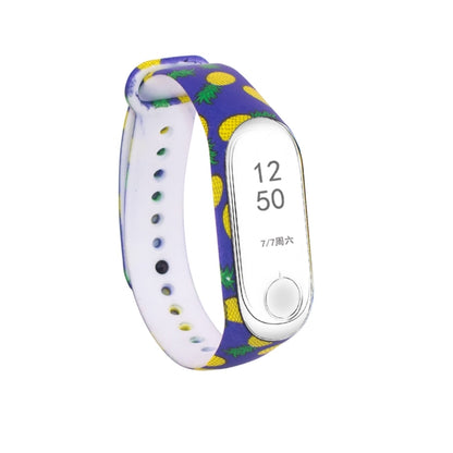 Silicone Painting Watch Band for Xiaomi Mi Band 3 & 4(Pineapple) - Watch Bands by buy2fix | Online Shopping UK | buy2fix