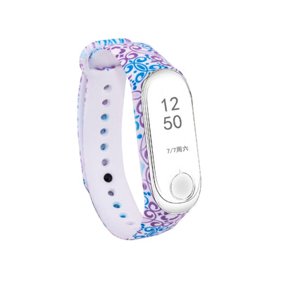 Silicone Painting Watch Band for Xiaomi Mi Band 3 & 4(Blue Purple Vine) - Watch Bands by buy2fix | Online Shopping UK | buy2fix
