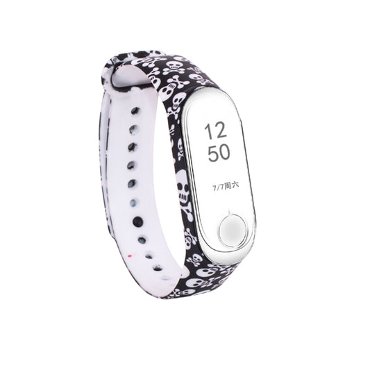Silicone Painting Watch Band for Xiaomi Mi Band 3 & 4(Skull) - Watch Bands by buy2fix | Online Shopping UK | buy2fix
