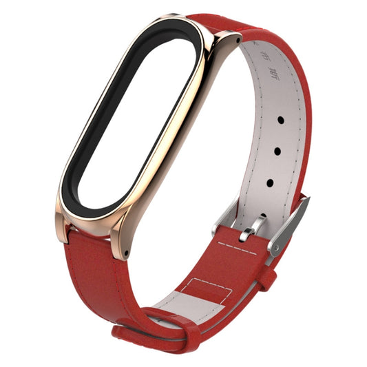 Mijobs Screwless Magnetic Case Top-grain Leather Watch Band for Xiaomi Mi Band 3 & 4 & 5 & 6, Host not Included - Watch Bands by buy2fix | Online Shopping UK | buy2fix