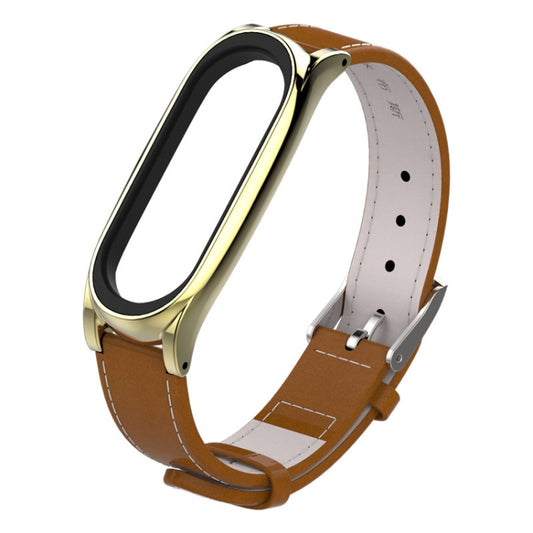 Mijobs Screwless Magnetic Case Top-grain Leather Watch Band for Xiaomi Mi Band 3 & 4 & 5 & 6, Host not Included - Watch Bands by buy2fix | Online Shopping UK | buy2fix