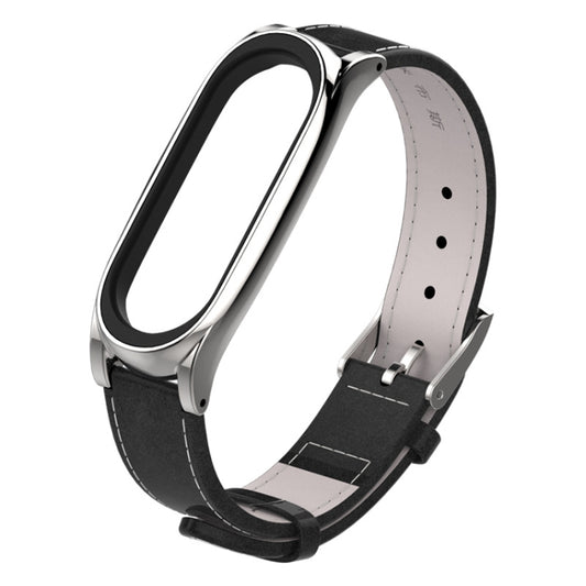 Mijobs Screwless Magnetic Case Top-grain Leather Watch Band for Xiaomi Mi Band 3 & 4 & 5 & 6, Host not Included - Watch Bands by buy2fix | Online Shopping UK | buy2fix