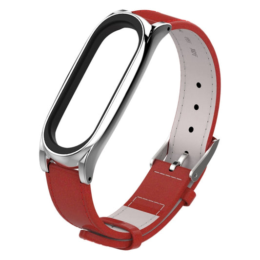 Mijobs Screwless Magnetic Case Top-grain Leather Watch Band for Xiaomi Mi Band 3 & 4 & 5 & 6, Host not Included - Watch Bands by buy2fix | Online Shopping UK | buy2fix