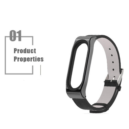 Mijobs Screwless Metal Case PU Leather Watch Band for Xiaomi Mi Band 3 & 4 & 5 & 6, Host not Included - Watch Bands by buy2fix | Online Shopping UK | buy2fix