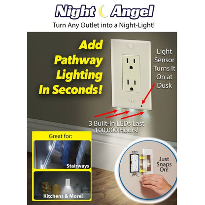 0.5W 110V Night Angel Square Plug Socket Sensor Night Light, White Light Mini Human Body Motion Induction Night Light - Sensor LED Lights by buy2fix | Online Shopping UK | buy2fix