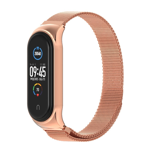 Mijobs Milan CS Metal Magnetic Watch Band for Xiaomi Mi Band 3 & 4 & 5 & 6, Host not Include(Rose Gold) - Watch Bands by buy2fix | Online Shopping UK | buy2fix