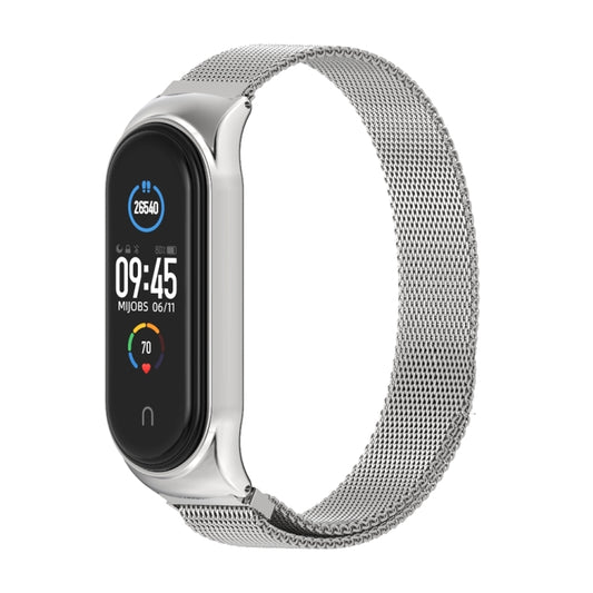 Mijobs Milan CS Metal Magnetic Watch Band for Xiaomi Mi Band 3 & 4 & 5 & 6, Host not Include(Silver) by buy2fix