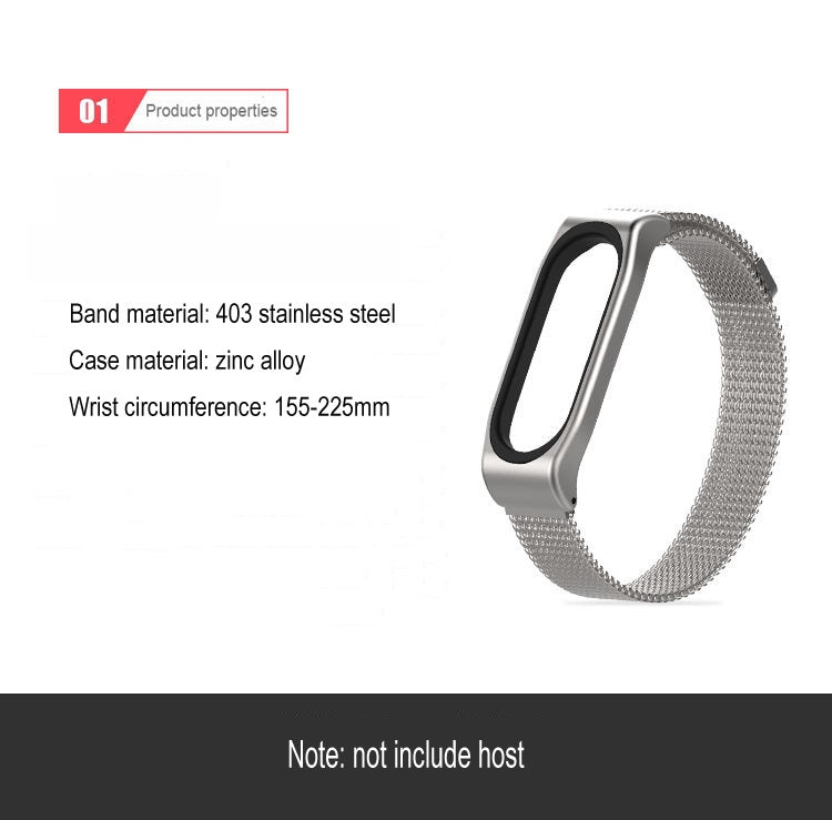 Mijobs Milan CS Metal Magnetic Watch Band for Xiaomi Mi Band 3 & 4 & 5 & 6, Host not Include(Silver) - Watch Bands by buy2fix | Online Shopping UK | buy2fix