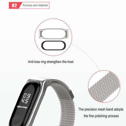 Mijobs Milan CS Metal Magnetic Watch Band for Xiaomi Mi Band 3 & 4 & 5 & 6, Host not Include(Silver) - Watch Bands by buy2fix | Online Shopping UK | buy2fix