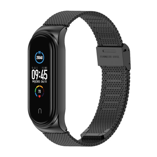 Mijobs Milan CS Screwless Buckle Metal Watch Band Case for Xiaomi Mi Band 3 & 4 & 5 & 6, Host not Included(Black) - Watch Bands by MIJOBS | Online Shopping UK | buy2fix