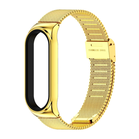 Mijobs Milan CS Screwless Buckle Metal Watch Band Case for Xiaomi Mi Band 5 & 6, Host not Included(Gold)