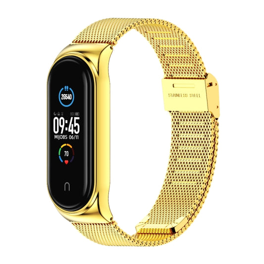 Mijobs Milan CS Screwless Buckle Metal Watch Band Case for Xiaomi Mi Band 3 & 4 & 5 & 6, Host not Included(Gold) - Watch Bands by MIJOBS | Online Shopping UK | buy2fix