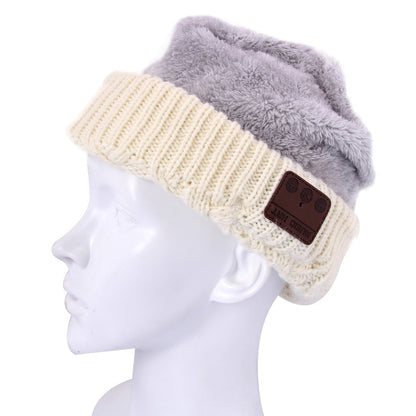 Wavy Textured Knitted Bluetooth Headset Warm Winter Beanie Hat with Mic for Boy & Girl & Adults(White) by buy2fix