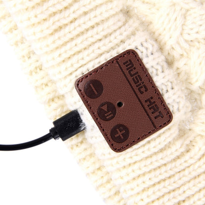 Wavy Textured Knitted Bluetooth Headset Warm Winter Beanie Hat with Mic for Boy & Girl & Adults(White) by buy2fix