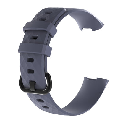 Diamond Pattern Silicone Watch Band for Fitbit Charge 3, Size: 210x18mm(Grey) - Watch Bands by buy2fix | Online Shopping UK | buy2fix