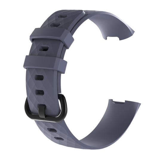 Diamond Pattern Silicone Watch Band for Fitbit Charge 3, Size: 210x18mm(Grey) - Watch Bands by buy2fix | Online Shopping UK | buy2fix