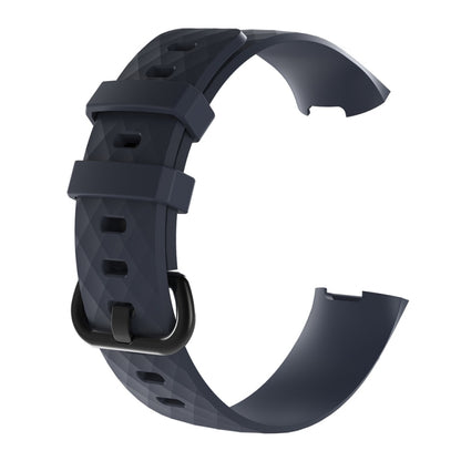 Diamond Pattern Silicone Watch Band for Fitbit Charge 3, Size: 210x18mm(Navy Blue) - Watch Bands by buy2fix | Online Shopping UK | buy2fix