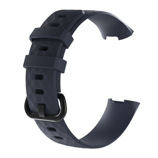 Diamond Pattern Silicone Watch Band for Fitbit Charge 3, Size: 210x18mm(Navy Blue) - Watch Bands by buy2fix | Online Shopping UK | buy2fix