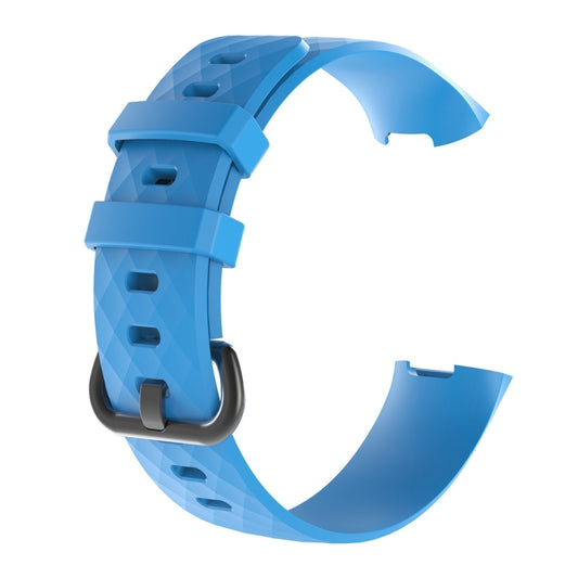 Diamond Pattern Silicone Watch Band for Fitbit Charge 3, Size: 210x18mm(Sky Blue) - Watch Bands by buy2fix | Online Shopping UK | buy2fix