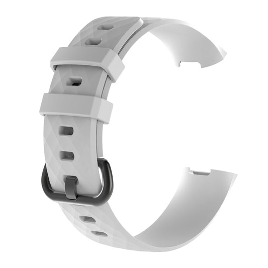 Diamond Pattern Silicone Watch Band for Fitbit Charge 3, Size: 210x18mm(White) - Watch Bands by buy2fix | Online Shopping UK | buy2fix
