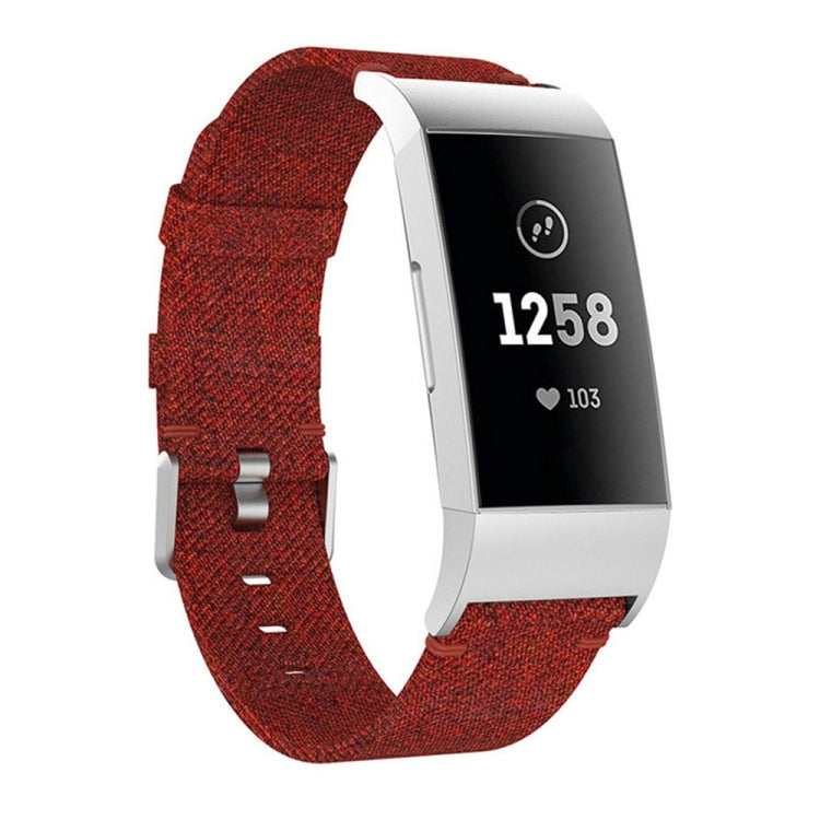 Woven Vanvas Nylon Watch Band for Fitbit Charge 3(Dark Red) - Watch Bands by buy2fix | Online Shopping UK | buy2fix