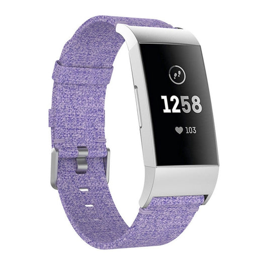 Woven Vanvas Nylon Watch Band for Fitbit Charge 3(Light Purple) - Watch Bands by buy2fix | Online Shopping UK | buy2fix